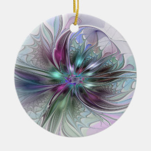 Kleurrijke Fantasy Abstract Modern Fractal Flower Keramisch Ornament