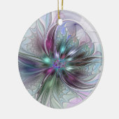 Kleurrijke Fantasy Abstract Modern Fractal Flower Keramisch Ornament (Links)