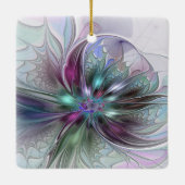 Kleurrijke Fantasy Abstract Modern Fractal Flower Keramisch Ornament (Achterkant)