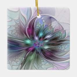 Kleurrijke Fantasy Abstract Modern Fractal Flower Keramisch Ornament