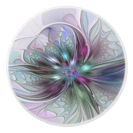 Kleurrijke Fantasy Abstract Modern Fractal Flower Keramische Knop