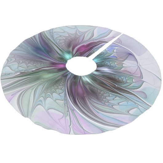 Kleurrijke Fantasy Abstract Modern Fractal Flower Kerstboom Rok (Gekanteld)