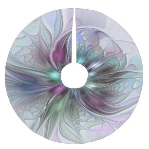 Kleurrijke Fantasy Abstract Modern Fractal Flower Kerstboom Rok