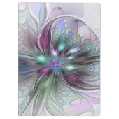 Kleurrijke Fantasy Abstract Modern Fractal Flower Klembord (Achterkant)