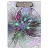 Kleurrijke Fantasy Abstract Modern Fractal Flower Klembord (Voorkant)