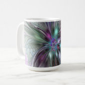Kleurrijke Fantasy Abstract Modern Fractal Flower Koffiemok (Voorkant links)