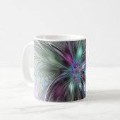 Kleurrijke Fantasy Abstract Modern Fractal Flower Koffiemok (Voorkant links)