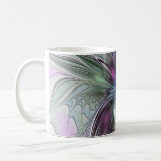 Kleurrijke Fantasy Abstract Modern Fractal Flower Koffiemok (Links)