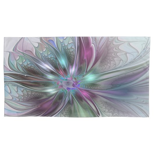 Kleurrijke Fantasy Abstract Modern Fractal Flower Kussensloop (Voorkant-Links)