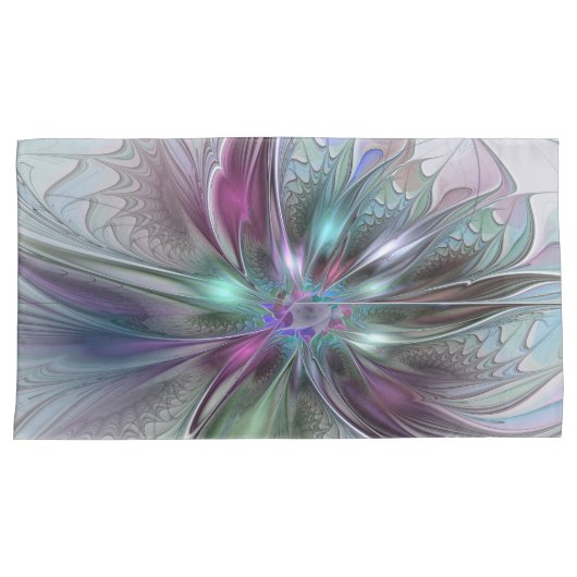 Kleurrijke Fantasy Abstract Modern Fractal Flower Kussensloop (Voorkant-Rechts)