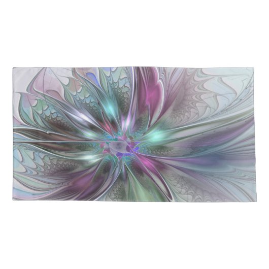 Kleurrijke Fantasy Abstract Modern Fractal Flower Kussensloop (Achterkant-Links)