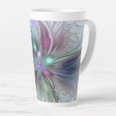 Kleurrijke Fantasy Abstract Modern Fractal Flower Latte Mok (Rechterhoek)