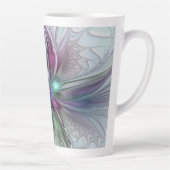 Kleurrijke Fantasy Abstract Modern Fractal Flower Latte Mok (Rechts)