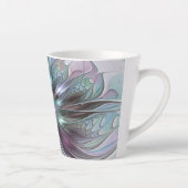 Kleurrijke Fantasy Abstract Modern Fractal Flower Latte Mok (Rechts)