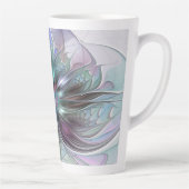 Kleurrijke Fantasy Abstract Modern Fractal Flower Latte Mok (Rechts)
