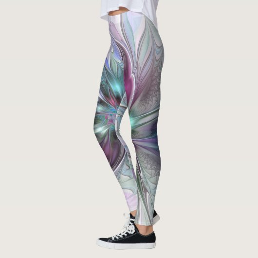 Kleurrijke Fantasy Abstract Modern Fractal Flower Leggings (Links)