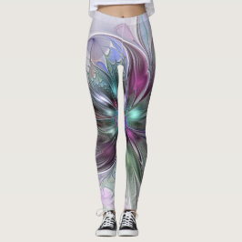 Kleurrijke Fantasy Abstract Modern Fractal Flower Leggings
