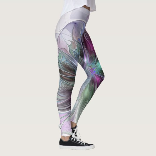 Kleurrijke Fantasy Abstract Modern Fractal Flower Leggings (Rechts)