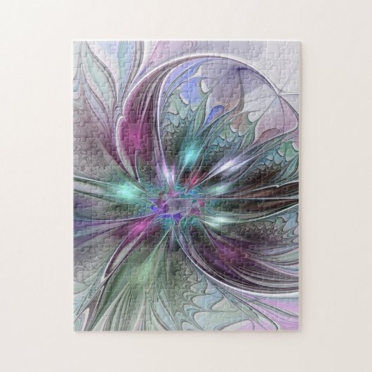 Kleurrijke Fantasy Abstract Modern Fractal Flower Legpuzzel (Verticaal)