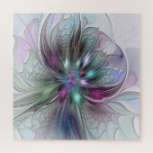 Kleurrijke Fantasy Abstract Modern Fractal Flower Legpuzzel (Horizontaal)