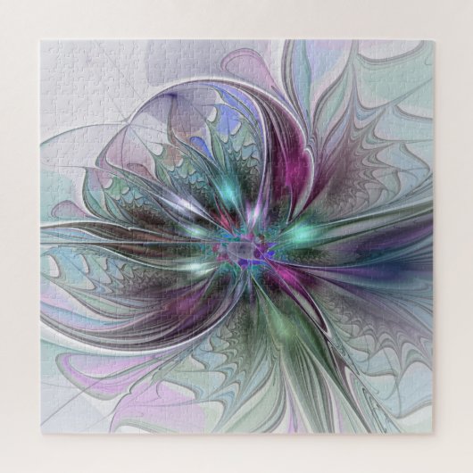 Kleurrijke Fantasy Abstract Modern Fractal Flower Legpuzzel (Verticaal)