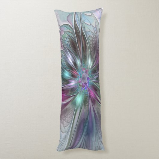 Kleurrijke Fantasy Abstract Modern Fractal Flower Lichaamskussen (Achterkant (Verticaal))