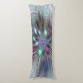 Kleurrijke Fantasy Abstract Modern Fractal Flower Lichaamskussen (Voorkant Verticaal)