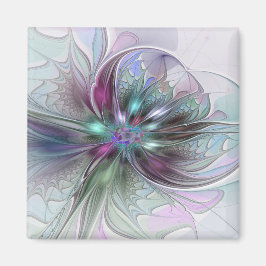 Kleurrijke Fantasy Abstract Modern Fractal Flower Magneet