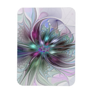 Kleurrijke Fantasy Abstract Modern Fractal Flower Magneet
