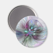 Kleurrijke Fantasy Abstract Modern Fractal Flower Magneet (Voorkant / Achterkant)