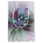 Kleurrijke Fantasy Abstract Modern Fractal Flower Medium Cadeauzakje (Voorkant)