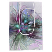 Kleurrijke Fantasy Abstract Modern Fractal Flower Medium Cadeauzakje (Achterkant)