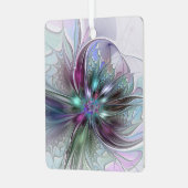 Kleurrijke Fantasy Abstract Modern Fractal Flower Metalen Ornament (Voorkant links)