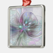 Kleurrijke Fantasy Abstract Modern Fractal Flower Metalen Ornament (Links)