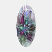 Kleurrijke Fantasy Abstract Modern Fractal Flower Metalen Ornament (Voorkant links)