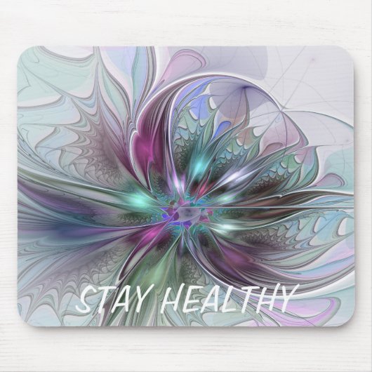 Kleurrijke Fantasy Abstract Modern Fractal Flower Muismat (Voorkant)