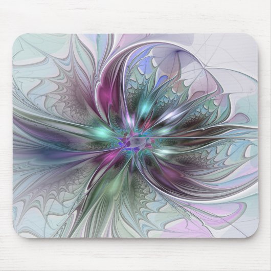 Kleurrijke Fantasy Abstract Modern Fractal Flower Muismat (Voorkant)