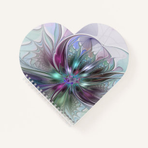 Kleurrijke Fantasy Abstract Modern Fractal Flower Notitieboek