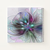 Kleurrijke Fantasy Abstract Modern Fractal Flower Notitieboek (Achterkant)