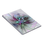 Kleurrijke Fantasy Abstract Modern Fractal Flower Notitieboek (Rechterzijde)