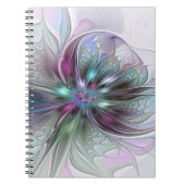 Kleurrijke Fantasy Abstract Modern Fractal Flower Notitieboek (Voorkant)