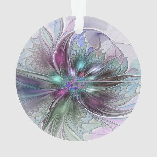 Kleurrijke Fantasy Abstract Modern Fractal Flower Ornament (achterkant)