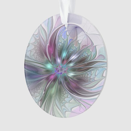 Kleurrijke Fantasy Abstract Modern Fractal Flower Ornament (voorkant)