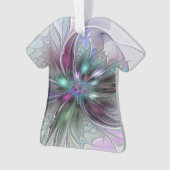 Kleurrijke Fantasy Abstract Modern Fractal Flower Ornament (voorkant)