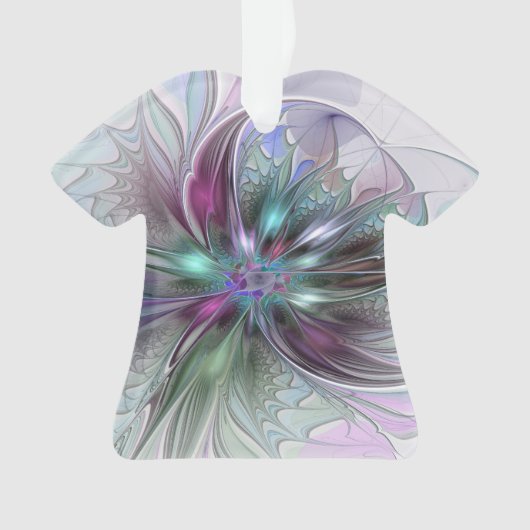 Kleurrijke Fantasy Abstract Modern Fractal Flower Ornament (voorkant)