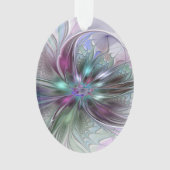 Kleurrijke Fantasy Abstract Modern Fractal Flower Ornament (voorkant)
