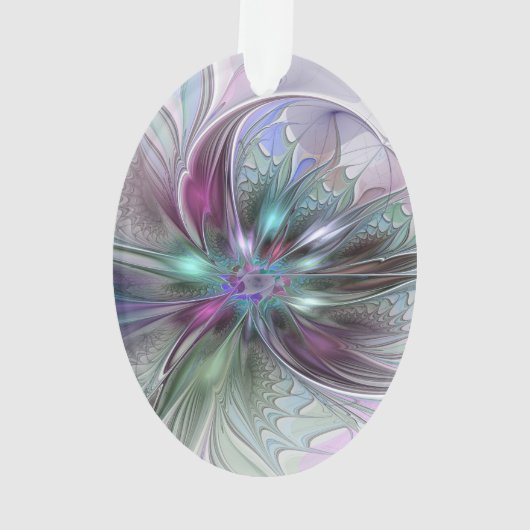 Kleurrijke Fantasy Abstract Modern Fractal Flower Ornament (achterkant)