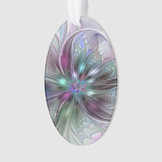 Kleurrijke Fantasy Abstract Modern Fractal Flower Ornament (voorkant)