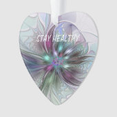 Kleurrijke Fantasy Abstract Modern Fractal Flower Ornament (voorkant)