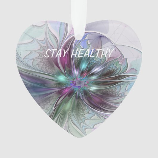 Kleurrijke Fantasy Abstract Modern Fractal Flower Ornament (voorkant)